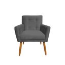 Ver imagem 3 de Kit Namoradeira + 1 Poltrona Decorativa Onix Suede Cinza Pés Madeira Ms Decor