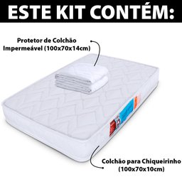 Kit Colchão Chiqueirinho Cercadinho Mini Berço + Protetor Capa Impermeável 100x70x10CM BF Colchões - 2