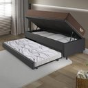 Ver imagem 3 de Bicama Box Baú Viúva com Courino Linho Preto 120x203 com Colchão Adorabile Molas Ensacadas Ecoflex