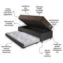 Ver imagem 5 de Bicama Box Baú Viúva com Courino Linho Preto 120x203 com Colchão Adorabile Molas Ensacadas Ecoflex