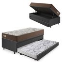 Ver imagem 1 de Bicama Box Baú Viúva com Courino Linho Preto 120x203 com Colchão Adorabile Molas Ensacadas Ecoflex