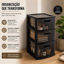 Ver imagem 3 de Gaveteiro Rattan Grande 3 Gavetas Organizador Chao Mesa Armario Multiuso Cabelereira Casa Cozinha Ba
