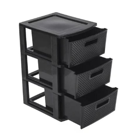 Gaveteiro Rattan Grande 3 Gavetas Organizador Chao Mesa Armario Multiuso Cabelereira Casa Cozinha Ba