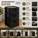 Ver imagem 5 de Gaveteiro Rattan Grande 3 Gavetas Organizador Chao Mesa Armario Multiuso Cabelereira Casa Cozinha Ba