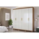 Ver imagem 1 de Guarda Roupa Casal 6 Portas e 3 Gavetas C/ Espelho Interno Clara Cinamomo/off White - Panan