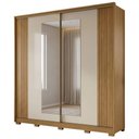 Ver imagem 1 de Guarda Roupa Casal Rubi 2 Portas de Correr 4 Gavetas MDP com Espelho Madeirado-Off White