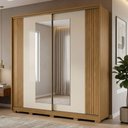 Ver imagem 5 de Guarda Roupa Casal Rubi 2 Portas de Correr 4 Gavetas MDP com Espelho Madeirado-Off White