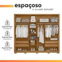 Ver imagem 7 de Guarda Roupa Casal Rubi 2 Portas de Correr 4 Gavetas MDP com Espelho Madeirado-Off White