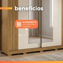 Ver imagem 2 de Guarda Roupa Casal Rubi 2 Portas de Correr 4 Gavetas MDP com Espelho Madeirado-Off White