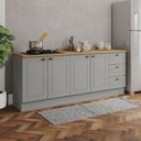 Ver imagem 1 de Cozinha Compacta Americana 4 Portas 3 Gavetas 100% Mdf Cinza/nature Ce760 - Henn