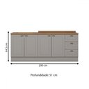 Ver imagem 4 de Cozinha Compacta Americana 4 Portas 3 Gavetas 100% Mdf Cinza/nature Ce760 - Henn