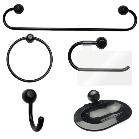Kit Para Banheiro 5 Peças Preto | Japi