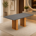 Ver imagem 2 de Mesa de Jantar 6 Lugares Retangular Tampo de MDF Munique Cobre/Cinza - Casa Giulia