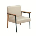 Ver imagem 1 de Poltrona Fontana Veludo Bege Base em Metal Preto e Madeira