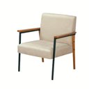Ver imagem 2 de Poltrona Fontana Veludo Bege Base em Metal Preto e Madeira