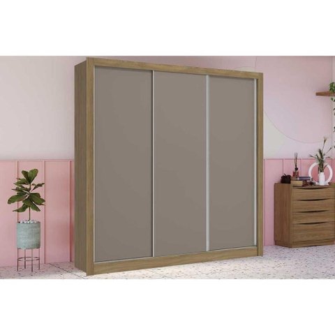 Guarda Roupas 3 Portas de Correr e 2 Gavetas M570 Nogueira/fendi - Kappesberg
