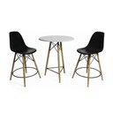 Ver imagem 6 de Mesa Bistrô Eames Eiffel Branca Com 2 Banquetas Pretas De Madeira - Cor: Branco