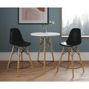 Ver imagem 1 de Mesa Bistrô Eames Eiffel Branca Com 2 Banquetas Pretas De Madeira - Cor: Branco