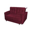 Ver imagem 1 de Sofá Cama Casal Reclinável Drika - Veludo Vinho