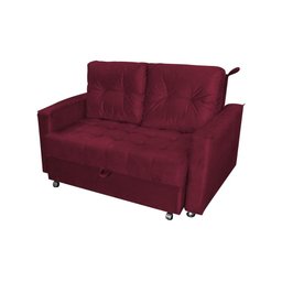 Sofá Cama Casal Reclinável Drika - Veludo Vinho - 1