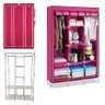 Guarda Roupa Cabideiro Portatil Prateleiras Dobravel Armario Arara Grande Organizador Camping Rosa - 3