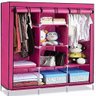 Guarda Roupa Cabideiro Portatil Prateleiras Dobravel Armario Arara Grande Organizador Camping Rosa - 4