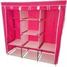 Guarda Roupa Cabideiro Portatil Prateleiras Dobravel Armario Arara Grande Organizador Camping Rosa - 2