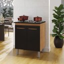 Ver imagem 1 de Balcão Cooktop Jade 75cm 2 Portas Pés com Regulagem Cor:savana / Preto;tamanho:4 Bocas