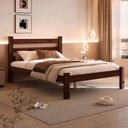 Ver imagem 4 de Cama de Casal em Madeira Maciça Reforçada Castanho