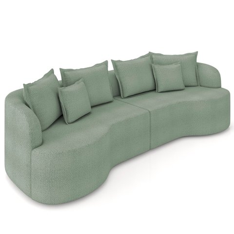 Sofá 4 Lugares 250cm Orgânico Quito K04 Bouclê Verde - Mpozenato