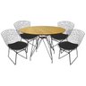 Jogo de Mesa de Jantar Eames Preta 100cm com 4 Cadeiras Bertoia - Madeira Freijó - 1