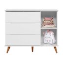 Ver imagem 2 de Cômoda Retrô Lunna 3 Gavetas e 1 Porta Branco Acetinado - Peternella Móveis