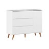 Cômoda Retrô Lunna 3 Gavetas e 1 Porta Branco Acetinado - Peternella Móveis - 1