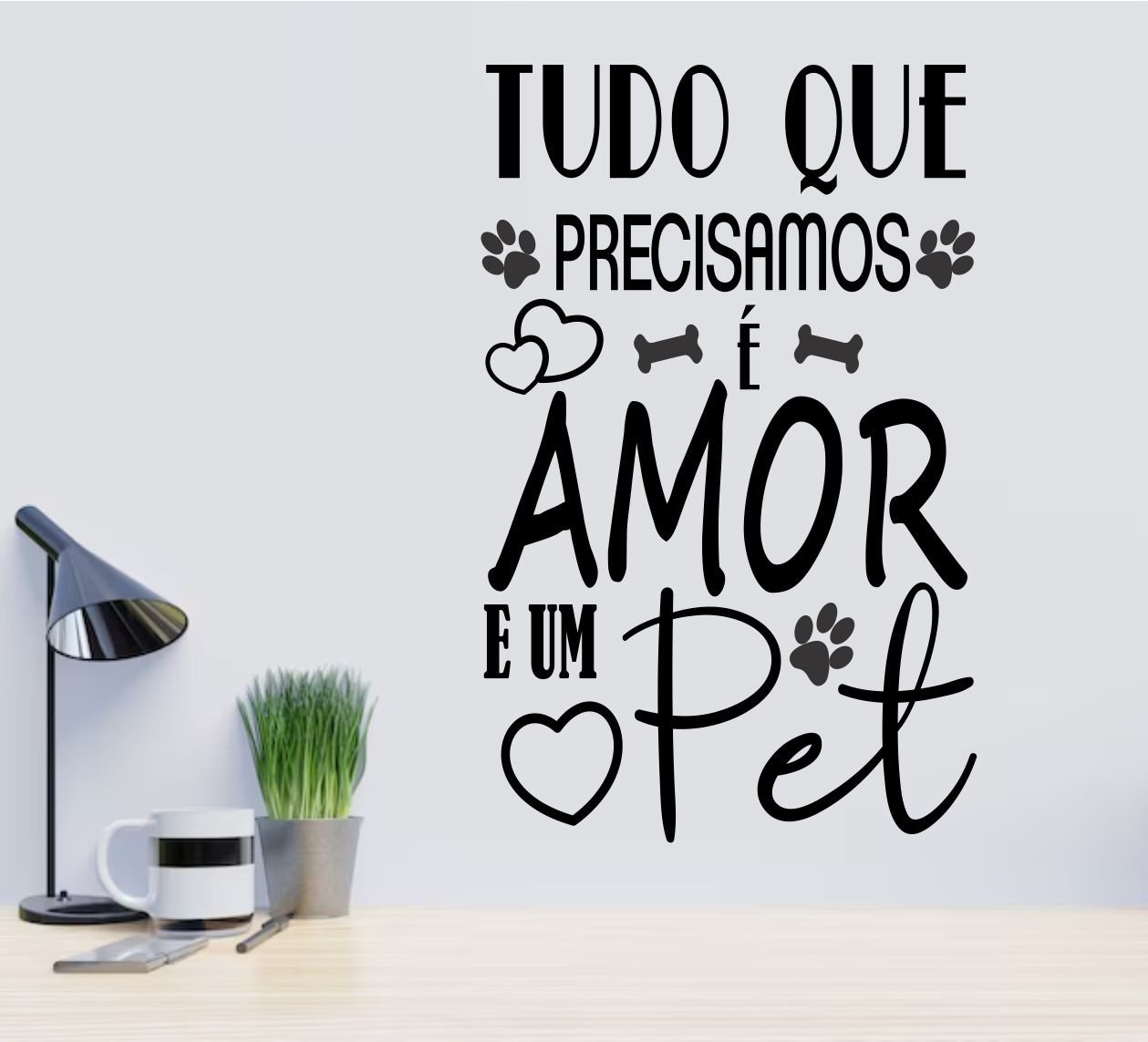 Adesivo de Frases Para Pet Shop e Veterinária Amor e um Pet