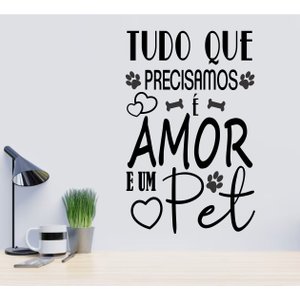 Adesivo de Frases Para Pet Shop e Veterinária Amor e um Pet
