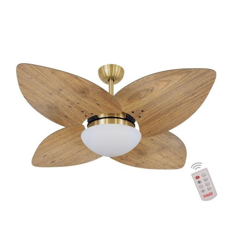Ventilador de Teto Dourado 4 Pás Rádica 127v C/ Controle