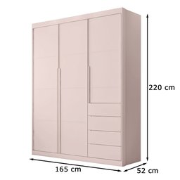 Guarda-roupa 3 Portas e 4 Gavetas Pérola Rosê - Phoenix Baby - 4