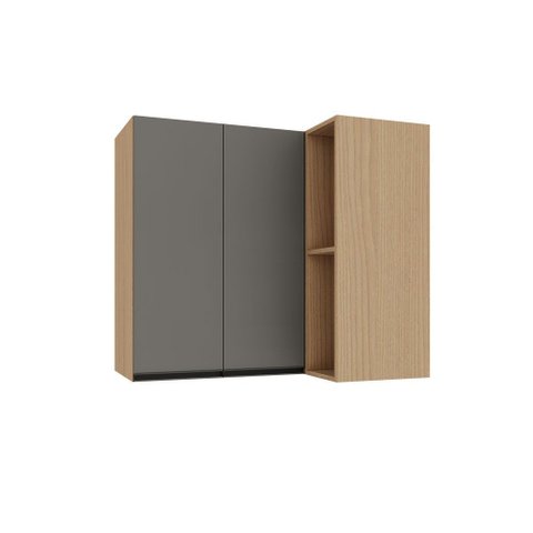 Armário Aéreo de Canto Reto 95cm 2 Portas Essenza Luciane Móveis