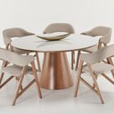 Ver imagem 5 de Mesa 137cm x 137cm Tampo MDF e Vidro Perola Marrom/Amendoa