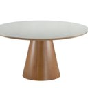 Ver imagem 1 de Mesa 137cm x 137cm Tampo MDF e Vidro Perola Marrom/Amendoa