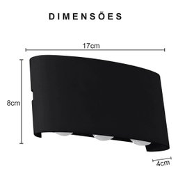 Arandela Luminaria Parede Meia Lua 6w 6 Fachos Led Iluminaçao Casa Garagem Varanda Rua Quintal Segur - 3
