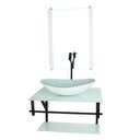 Ver imagem 1 de GABINETE DE VIDRO PARA BANHEIRO 60CM AP CUBA OVAL BRANCO FULL COM TORNEIRA PRETA