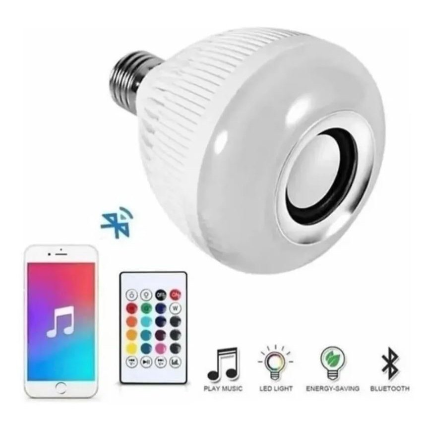 Lâmpada Caixa De Som Bluetooth Com Controle + Soquete Bocal - 3