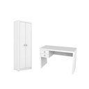 Ver imagem 1 de Escritório com Mesa para Computador 2 Gavetas com Armário 2 Portas Branco - Fdecor