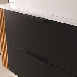 Conjunto Gabinete Banheiro Taos 80cm (armário + Cuba + Espelheira + Tampo Vidro) - 2