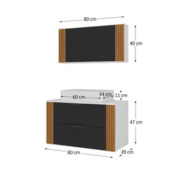 Conjunto Gabinete Banheiro Taos 80cm (armário + Cuba + Espelheira + Tampo Vidro) - 5