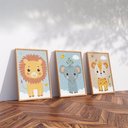 Ver imagem 2 de Kit 3 Quadros Decorativos Infantil - Safari Kids NO2 - 40x60 - Moldura Madeira
