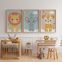 Ver imagem 3 de Kit 3 Quadros Decorativos Infantil - Safari Kids NO2 - 40x60 - Moldura Madeira