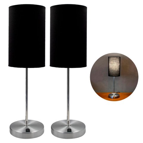 Kit 2 Abajur Luminaria de Mesa Clássico Redondo Interruptor Decoração Casa Sala, Quarto, Escritório