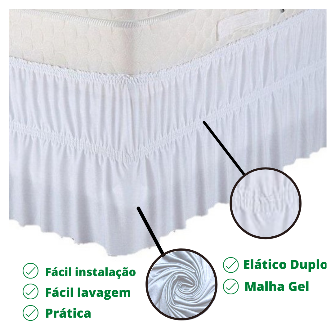 Saia de Cama Box MILÃO Tamanho Casal Branco - 2